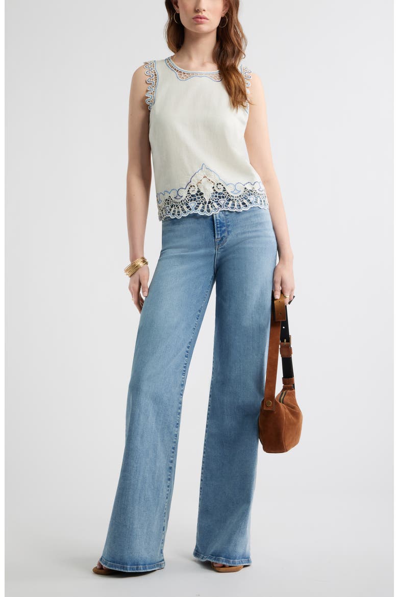 Cutwork Shell Sleeveless Top, Alternate, color, IVORY EGRET