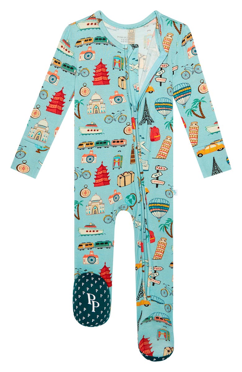 Posh Peanut Around the World Fitted Footie Pajamas, Alternate, color, 