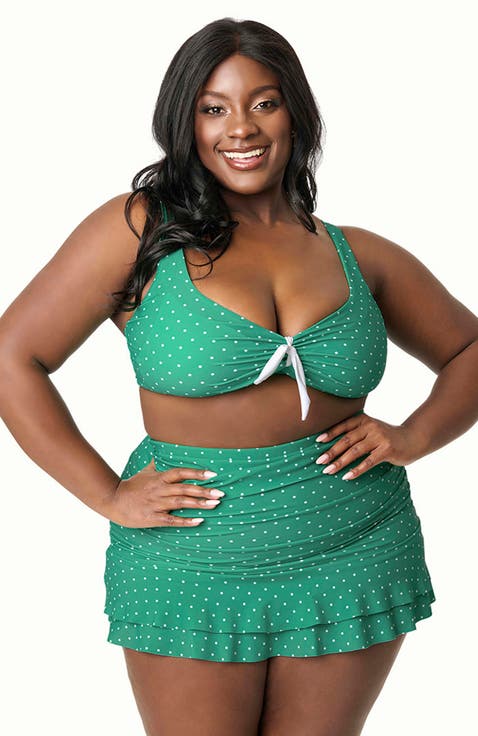 Plus Size Ruched & Ruffled Alice Swim Skirt