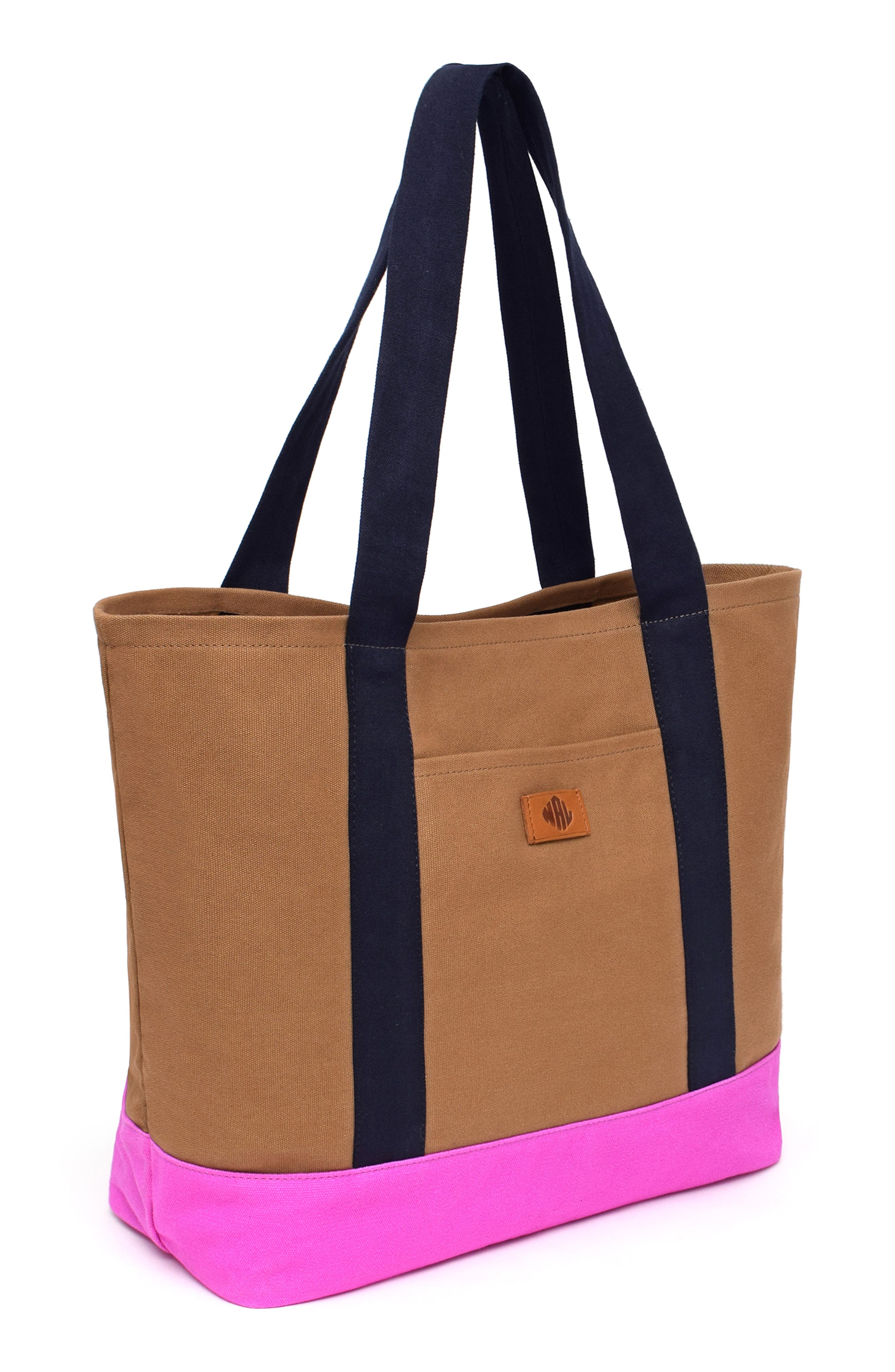 Kylee Colorblocked Canvas Tote, Alternate, color, KHAKI/ MIDNIGHT