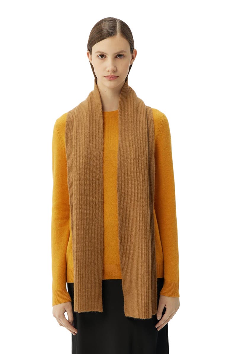 GOBI Mongolian Cashmere Fisherman Knit Scarf, Alternate, color, Almond