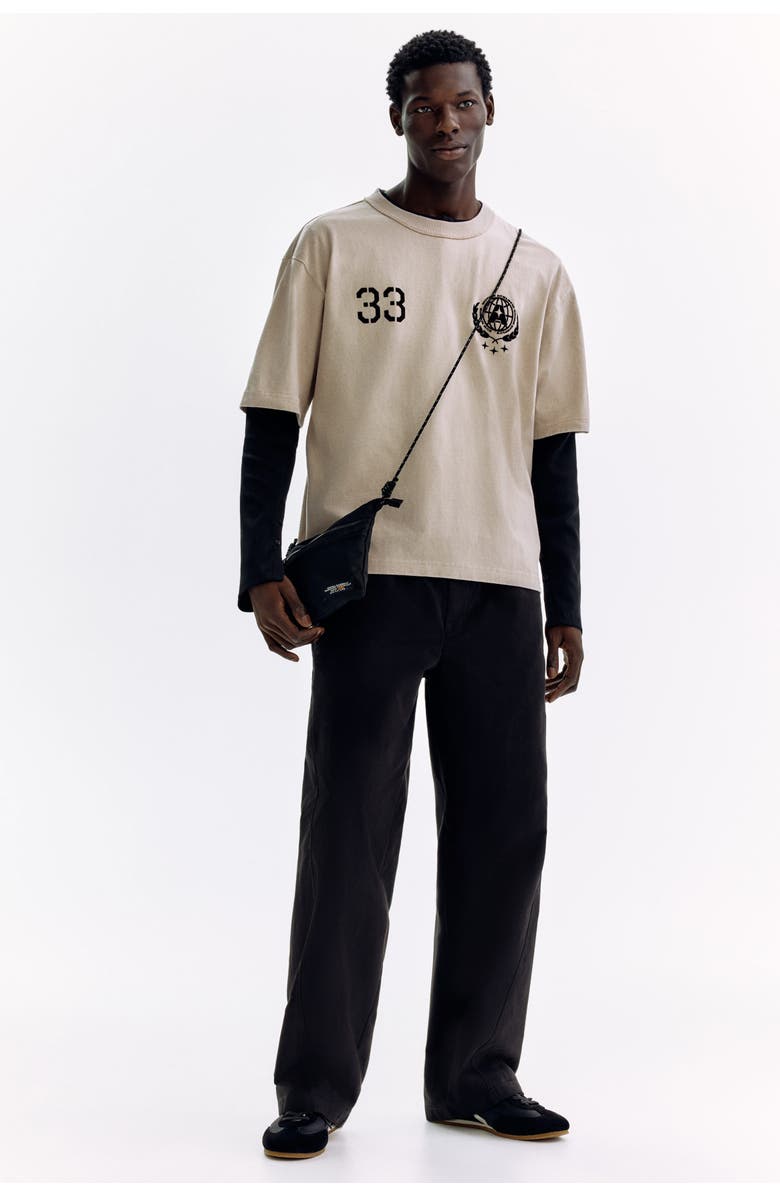 H&M Printed Loose Fit T-shirt, Alternate, color, Beige/33