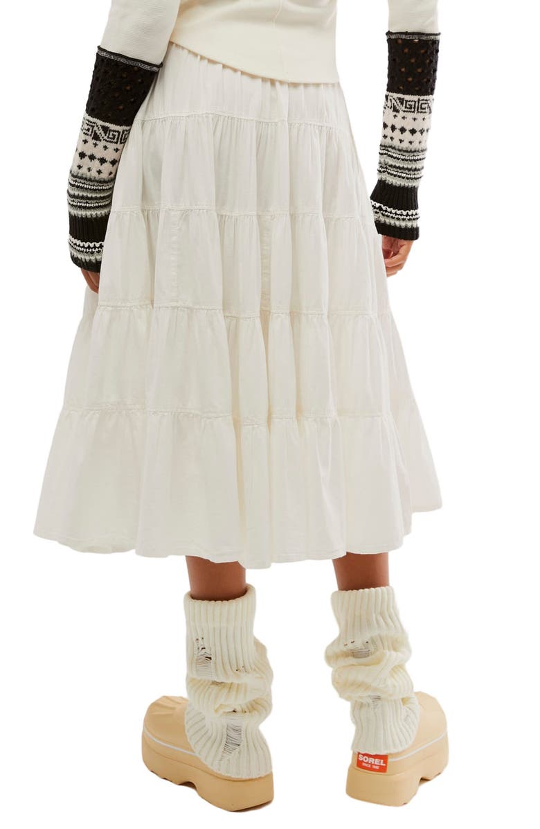 Free People Full Swing Tiered Cotton Blend Midi Skirt, Alternate, color,
