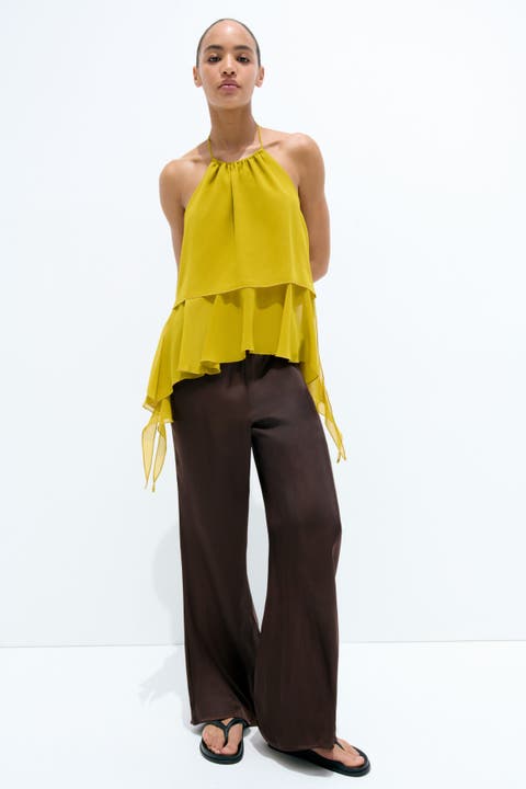 Flared Satin Trousers