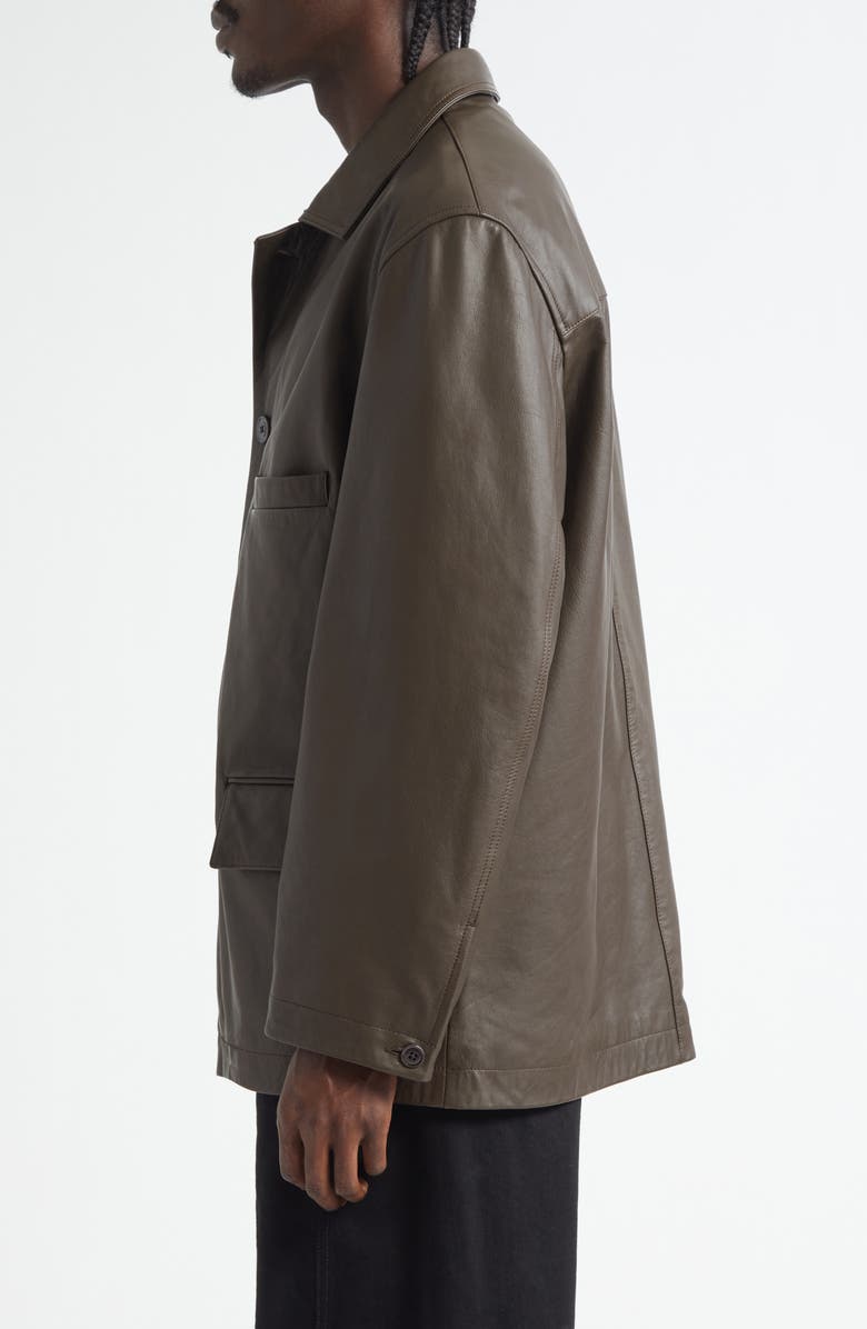 Lemaire Relaxed Leather Jacket, Alternate, color, Mushroom