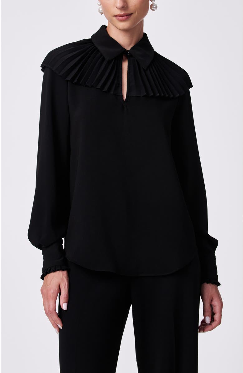Trina Turk Windmill Pleated Top, Main, color, Black
