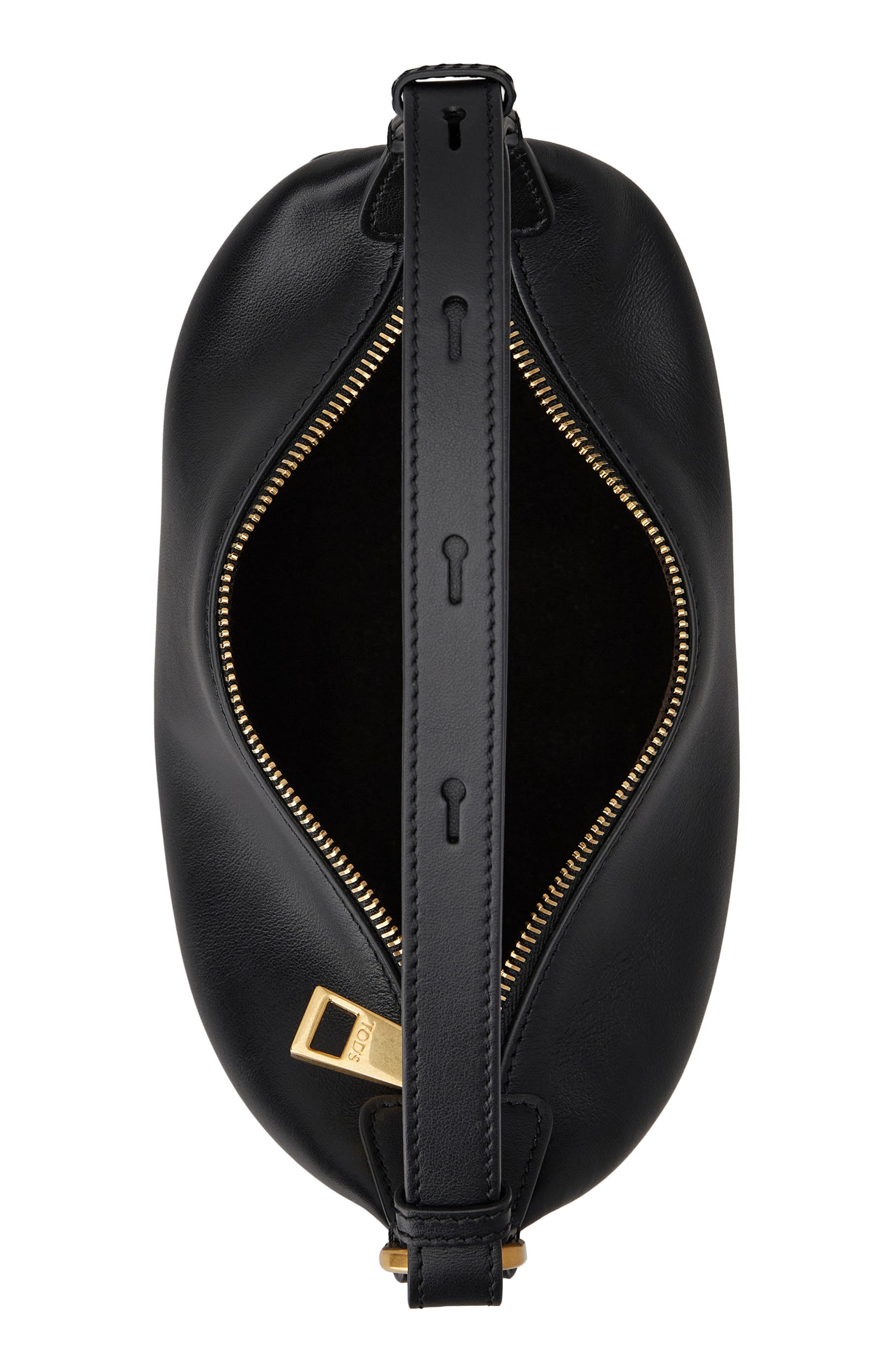 Tod's Mini Metal Dots Leather Shoulder Bag, Alternate, color, Nero