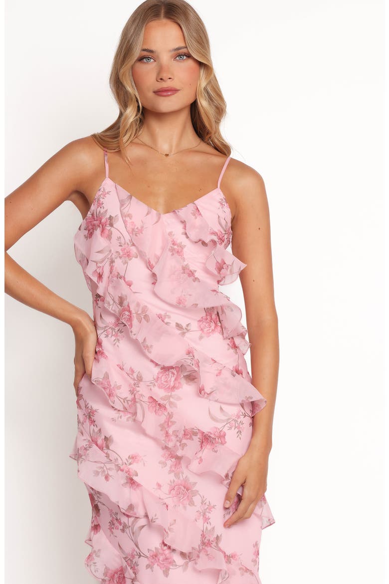 Ciao Floral Ruffle Chiffon Gown, Alternate, color, PINK FLORAL