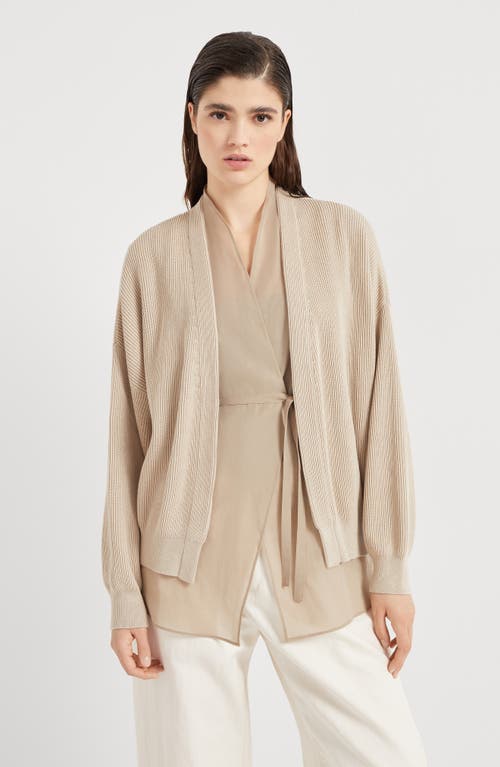 Brunello Cucinelli Cardigan With Multilayer In Biscuit