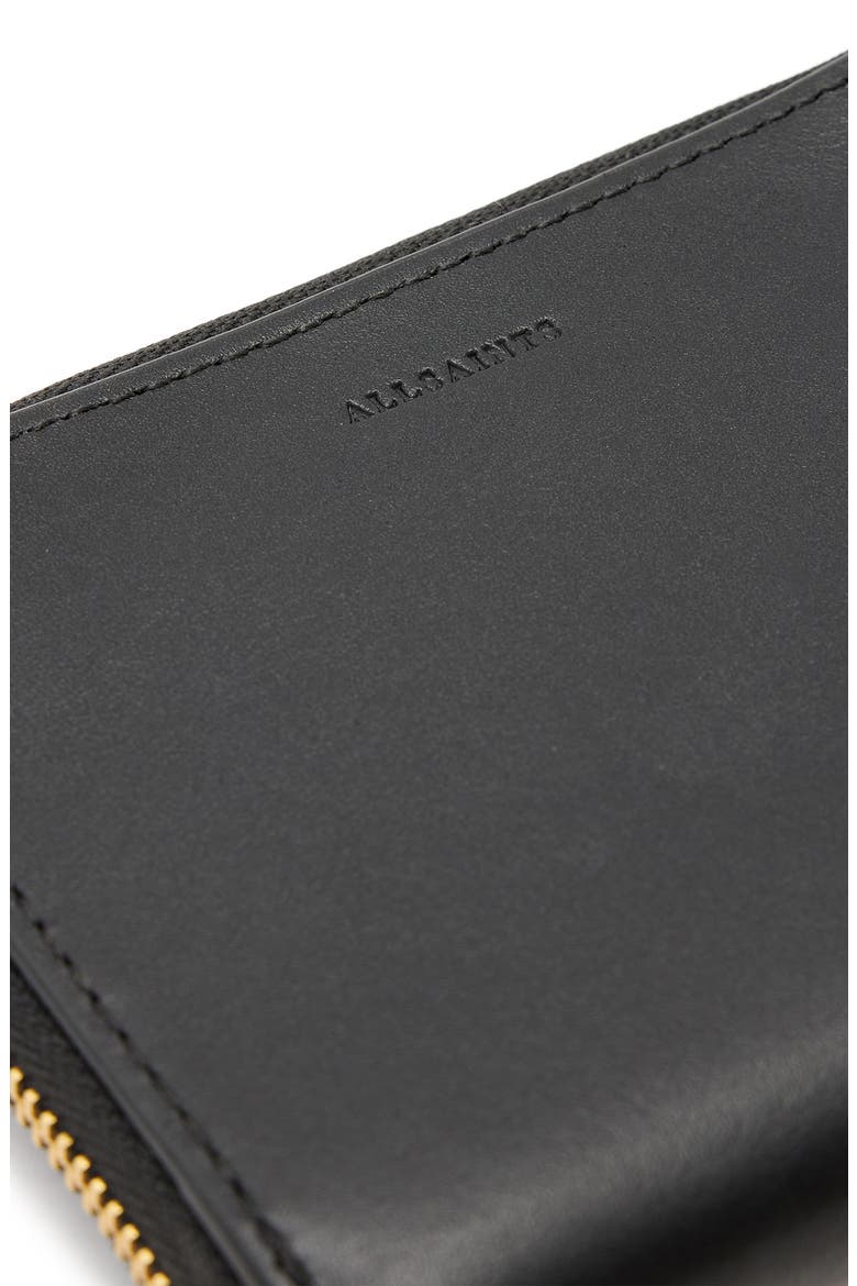 Lena Hex Leather Zip Wallet, Alternate, color, BLACK