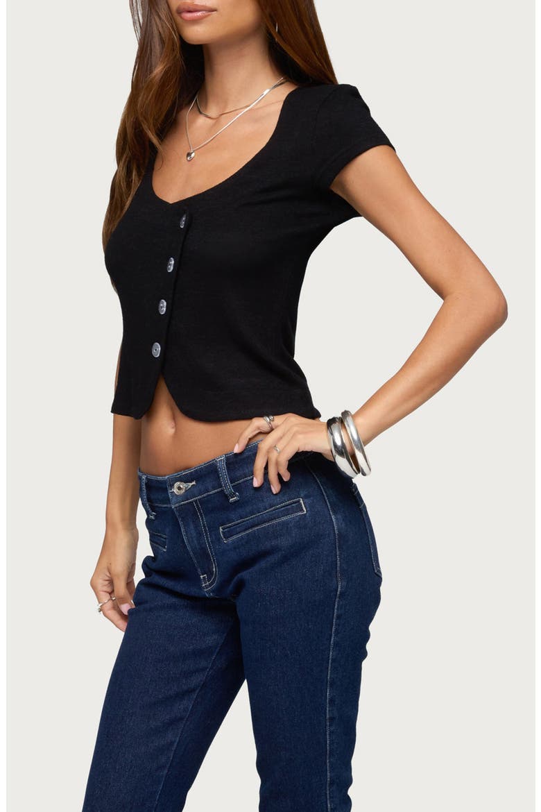 Blaunca Asymmetric Knit Crop Top, Alternate, color, BLACK