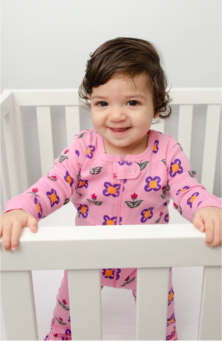 Leveret Footed Cotton Matching Family Pajamas, Nature & Water Prints, Alternate, color, Flower Pot