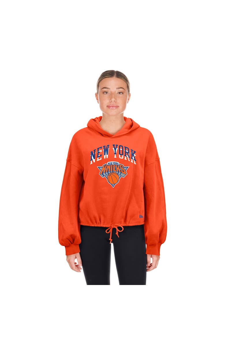 New Era Women's New Era Orange New York Knicks 2024/25 City Edition Cropped Pullover Hoodie, Alternate, color, 