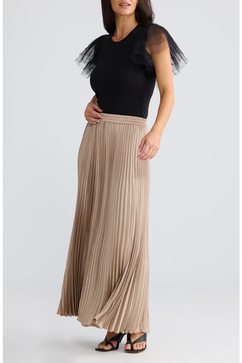 Alias Pleated Maxi Skirt, Alternate, color, SAND
