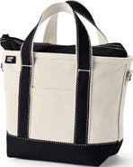 Lands' End Zip Top Long Handle Canvas Tote Bag