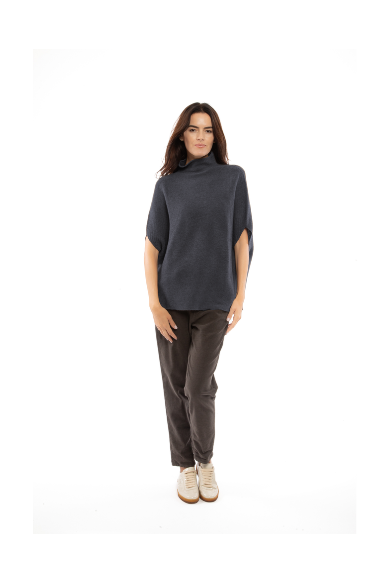 Pure Cashmere Funnel Neck Poncho, Alternate, color, Charcoal