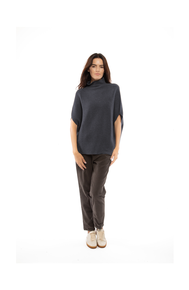 Monticelli Cashmere Pure Cashmere Funnel Neck Poncho, Alternate, color, Charcoal