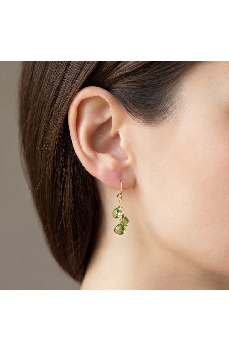 The Lovery Fine Jewelry Peridot Bead Dangle Earrings, Alternate, color, Peridot