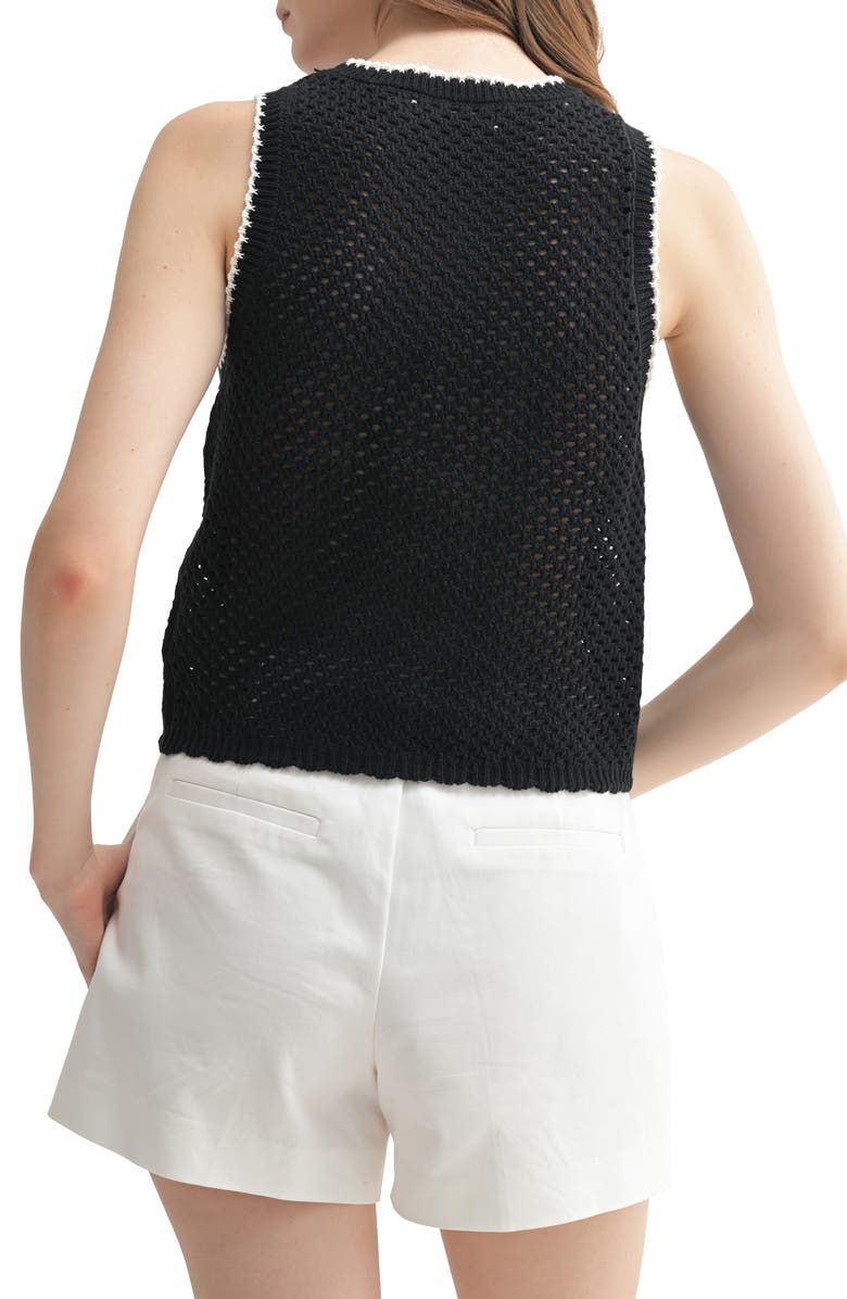 All in Favor Cotton Crochet Sweater Tank, Alternate, color, Black