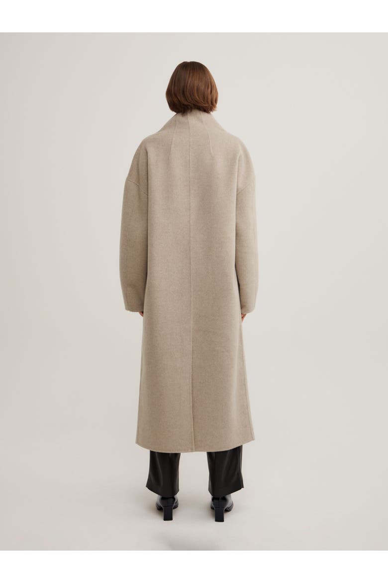 Funnel Wrap Neck Longline Coat, Alternate, color, Oat Marle