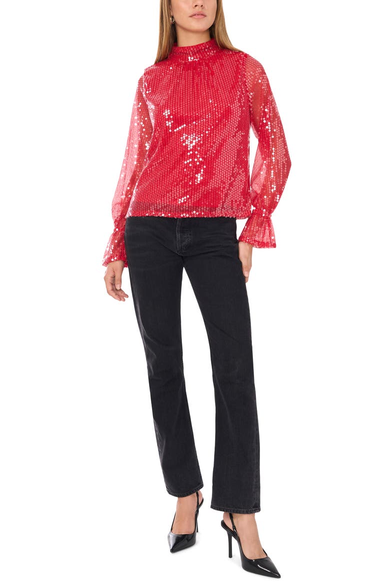 Drape Back Sequin Top, Alternate, color, DEEP ROUGE