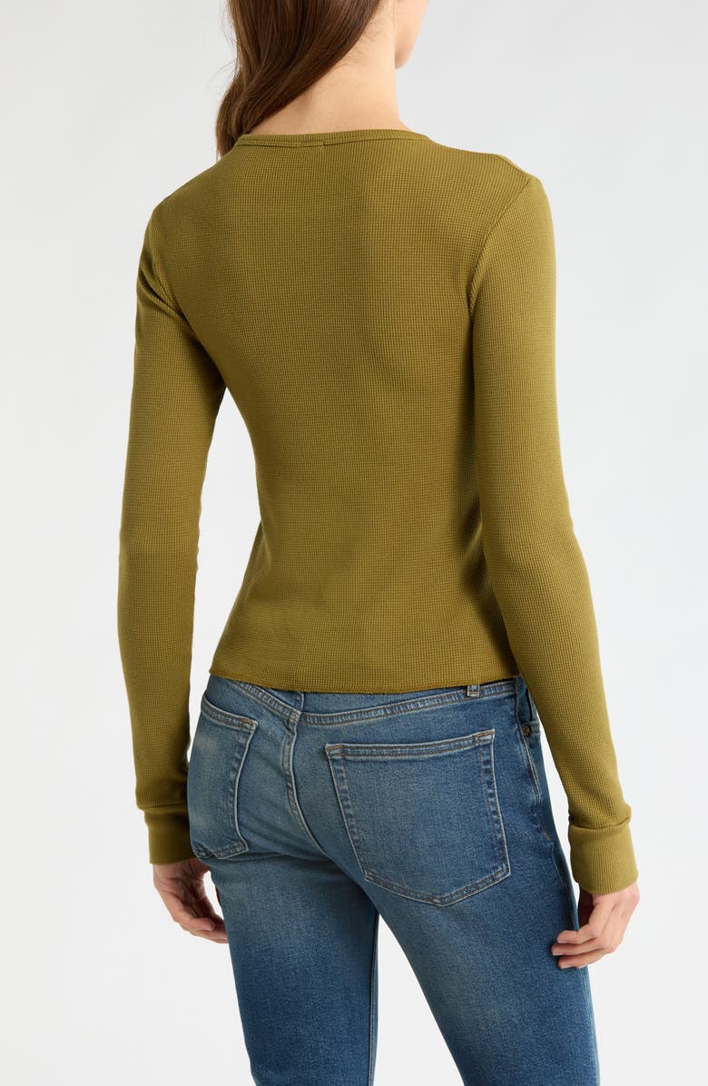 Re/Done Long Sleeve Waffle T-Shirt, Alternate, color, Fatigue