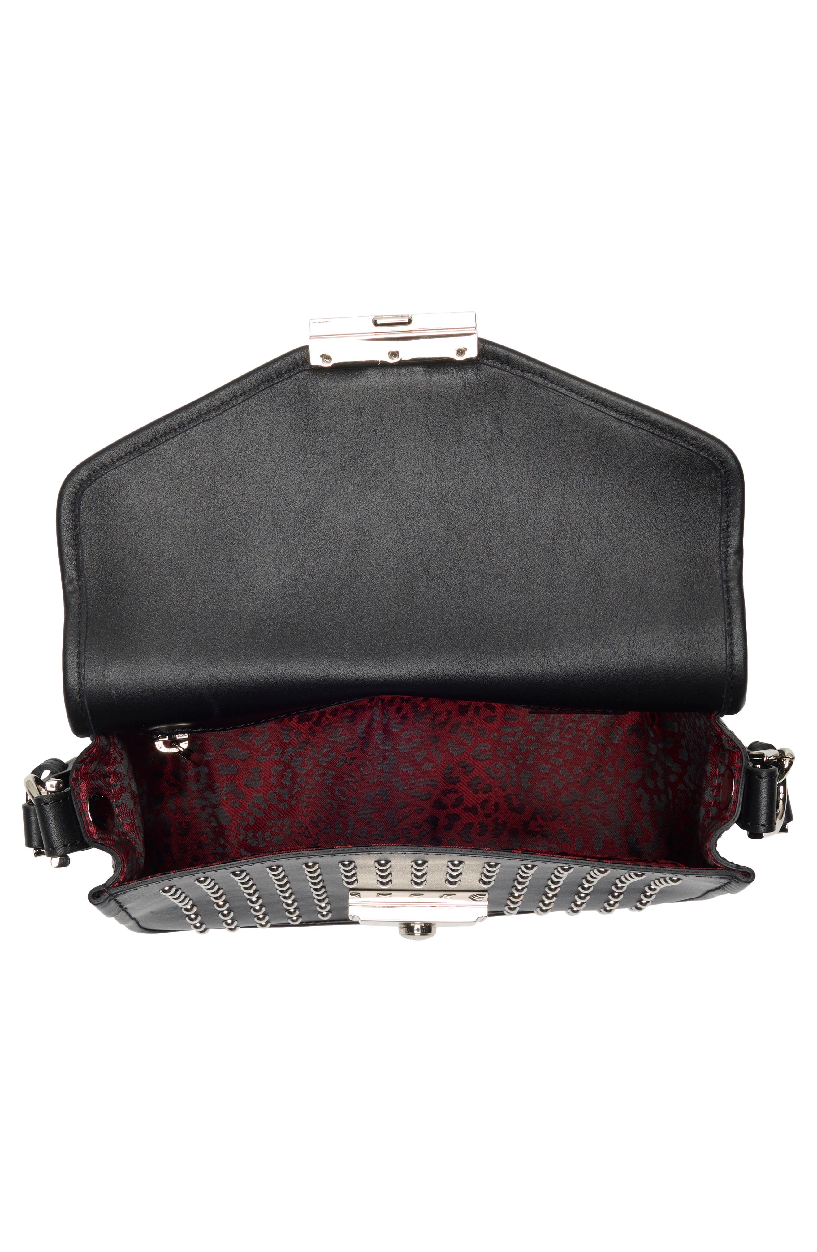 Longchamp Mademoiselle Calfskin Leather Crossbody Bag, Alternate, color, Black