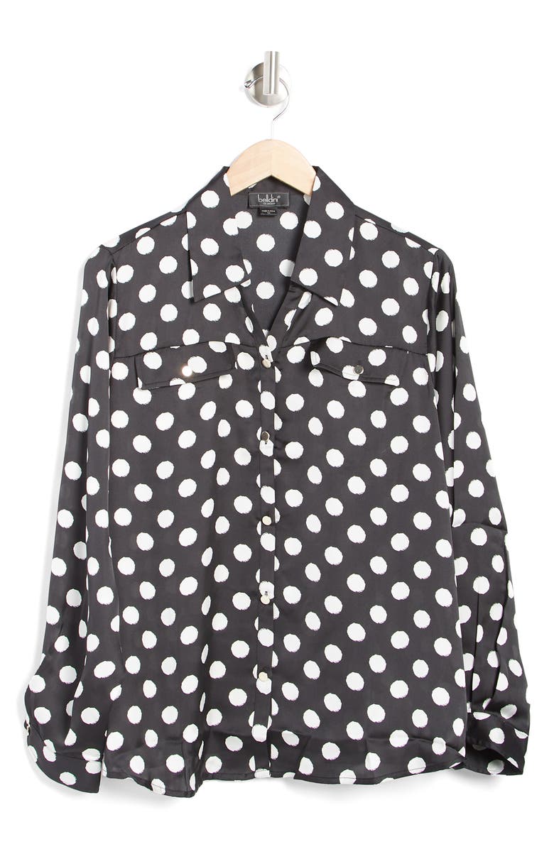 Belldini Polka Dot Collar Button-Down Blouse, Alternate, color,