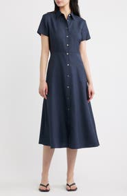 Theory City Fit & Flare Midi Shirtdress