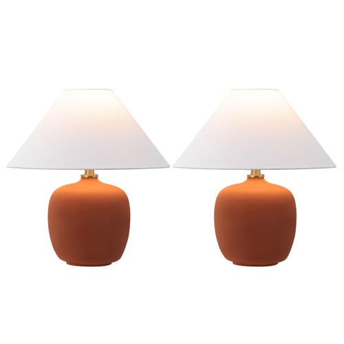 Jonathan Y Delphi 18.25" Minimalist Scandinavian Resin/iron Led Table Lamp In Matte Wine Red