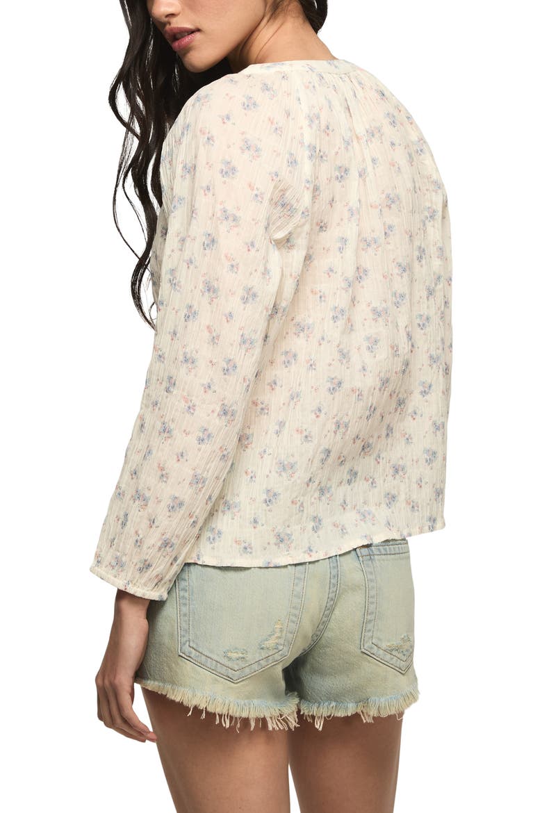 Ditsy Floral Stretch Cotton Button-Up Top, Alternate, color, CREAM FLORAL