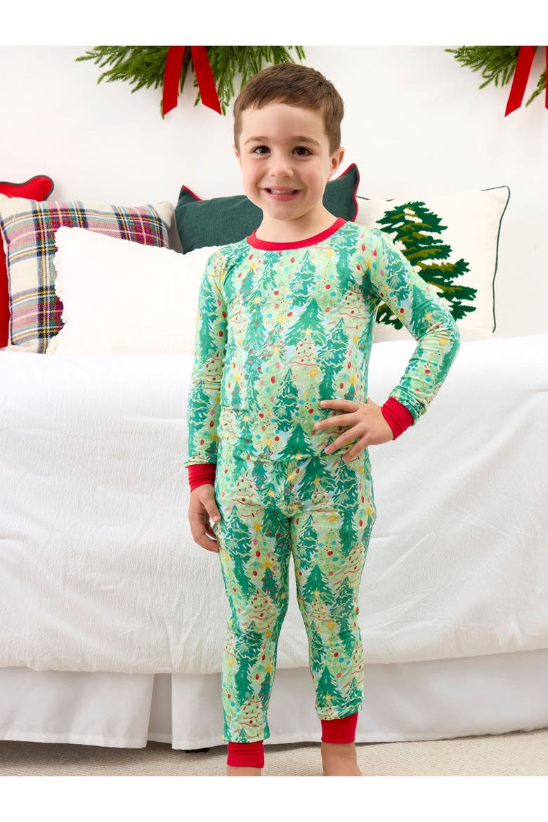 Gender Incusive Holiday Long Sleeve Pajama Set, Alternate, color, Green Jolly Grove