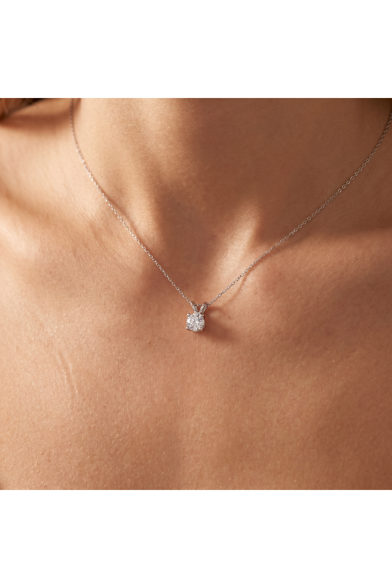 1/2 Carat Solitaire Lab Grown Diamond Pendant 14K Gold, Alternate, color, 14k White Gold