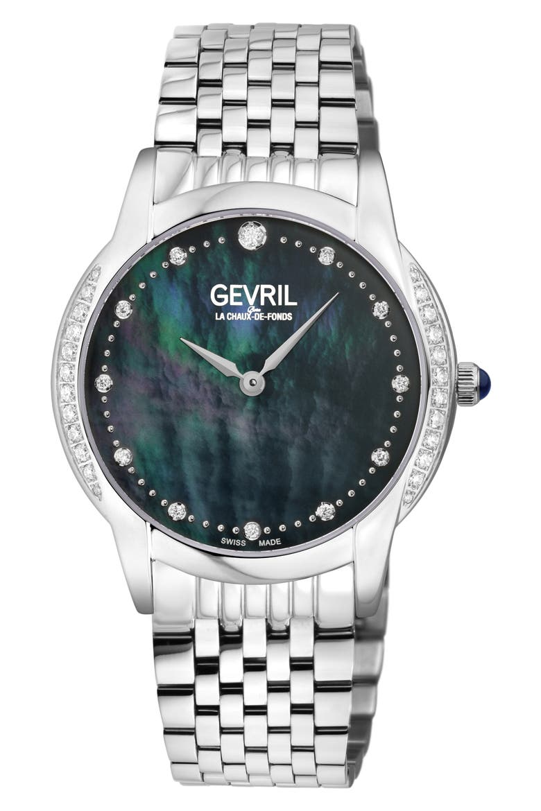 Airolo Swiss Diamond Bracelet Watch, 36mm - 0.56ct., Main, color, SILVER