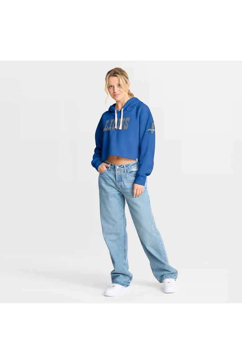 Women's Fanatics Blue Detroit Lions Oversized Hometown Heritage Cropped Hoodie, Alternate, color, Blue
