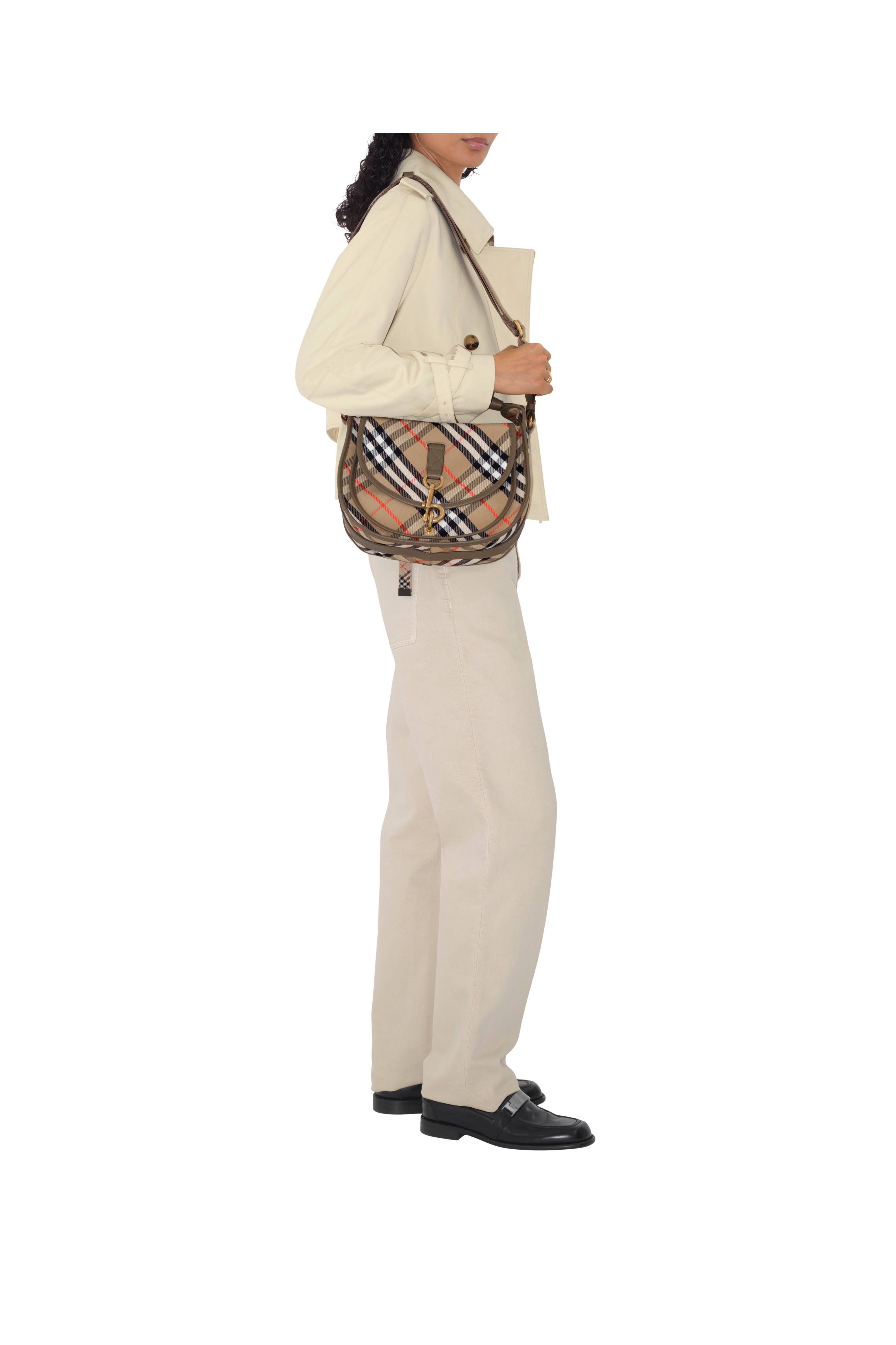 Burberry Small B Clip Messenger Bag, Alternate, color, Sand