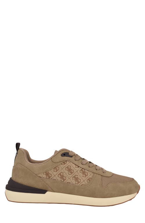 Guess Olivos Sneaker In Taupe Logo Multi