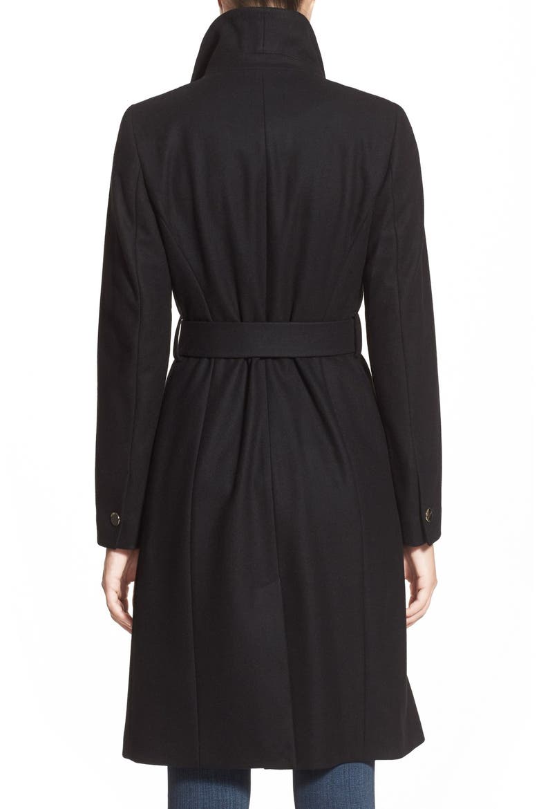 'Lorili' Funnel Neck Wool Blend Wrap Coat, Alternate, color, BLACK