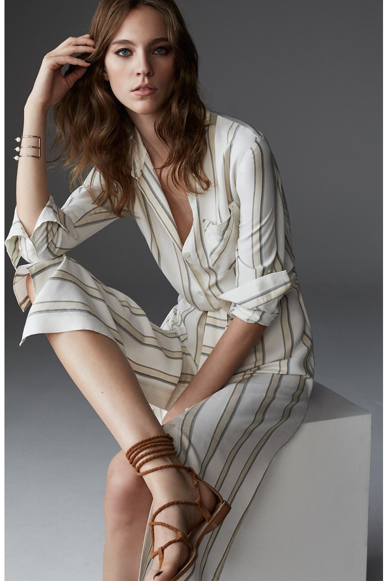Stripe Midi Shirtdress, Alternate, color, IVORY MENSWEAR STRIPE