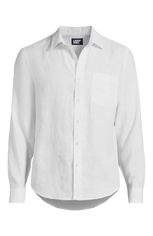 Lands' End Long Sleeve Linen Shirt In White