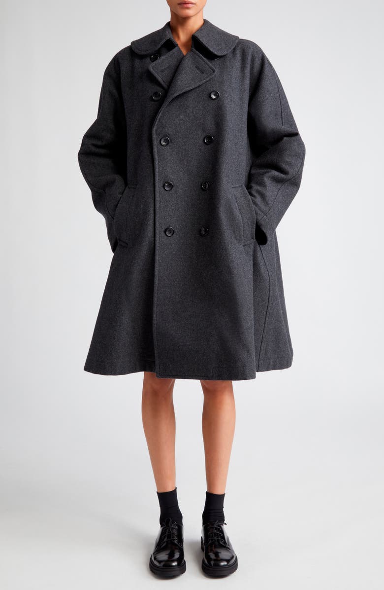 Comme des Garçons Comme des Garçons Double Breasted Melton Wool Coat, Main, color,