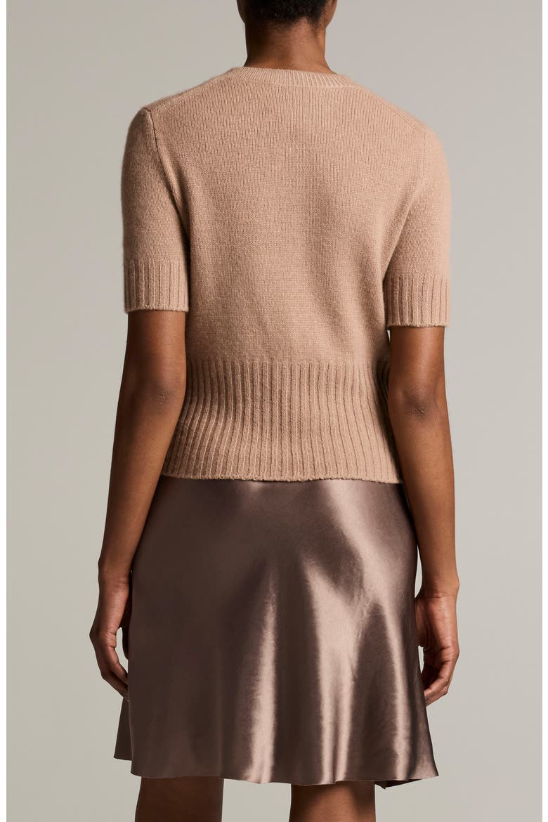 High Rib Trim Wool & Cashmere Sweater, Alternate, color, TOFFEE