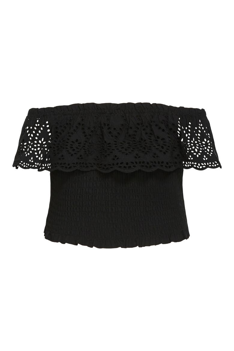 Jayde Eyelet Overlay Top, Alternate, color, BLACK