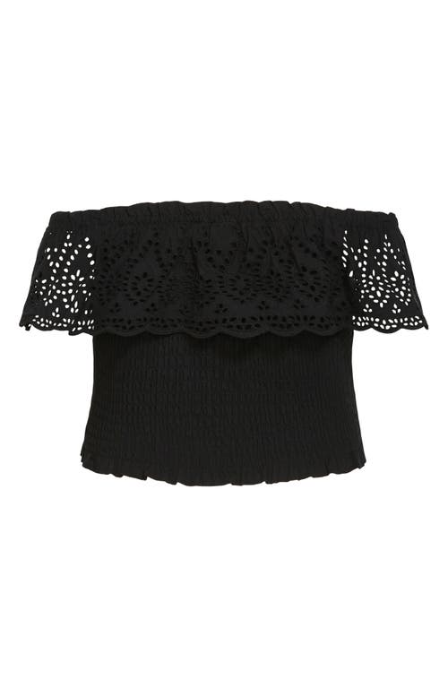 City Chic Jayde Eyelet Overlay Top In Animal Print