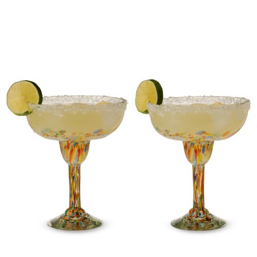 Twine Segunda Vida Artistico Recycled Margarita Glasses Set Of 2 In Multicolor