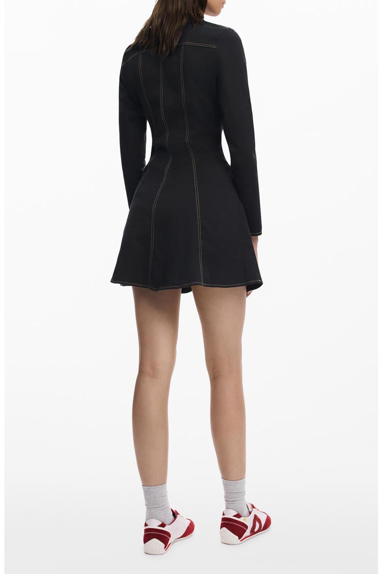 Long Sleeve Fit & Flare Minidress, Alternate, color, BLACK