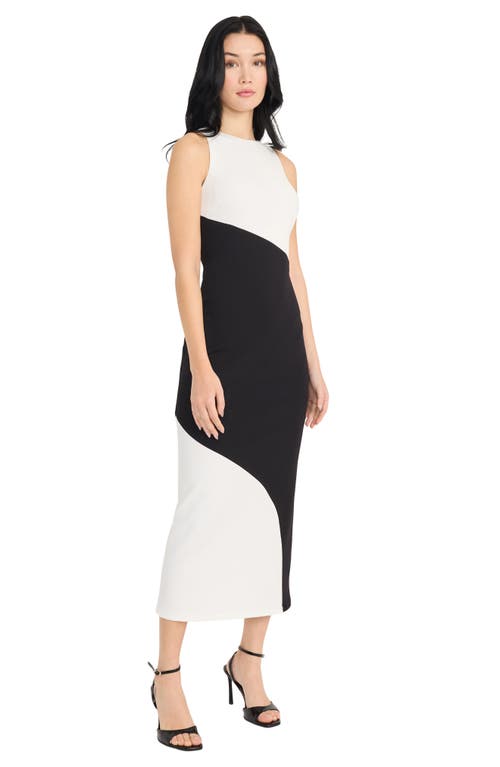 Donna Morgan Colorblock Sleeveless A-line Dress In Black/ivory