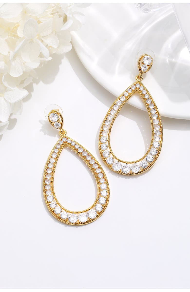 Classicharms Artisanal Pavé Hollow Teardrop Earrings, Alternate, color,