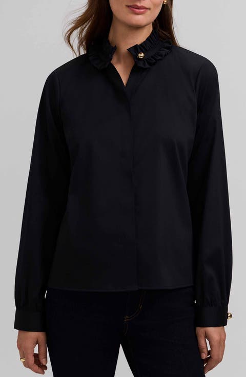 Colette Ruffle Collar Long Sleeve Shirt