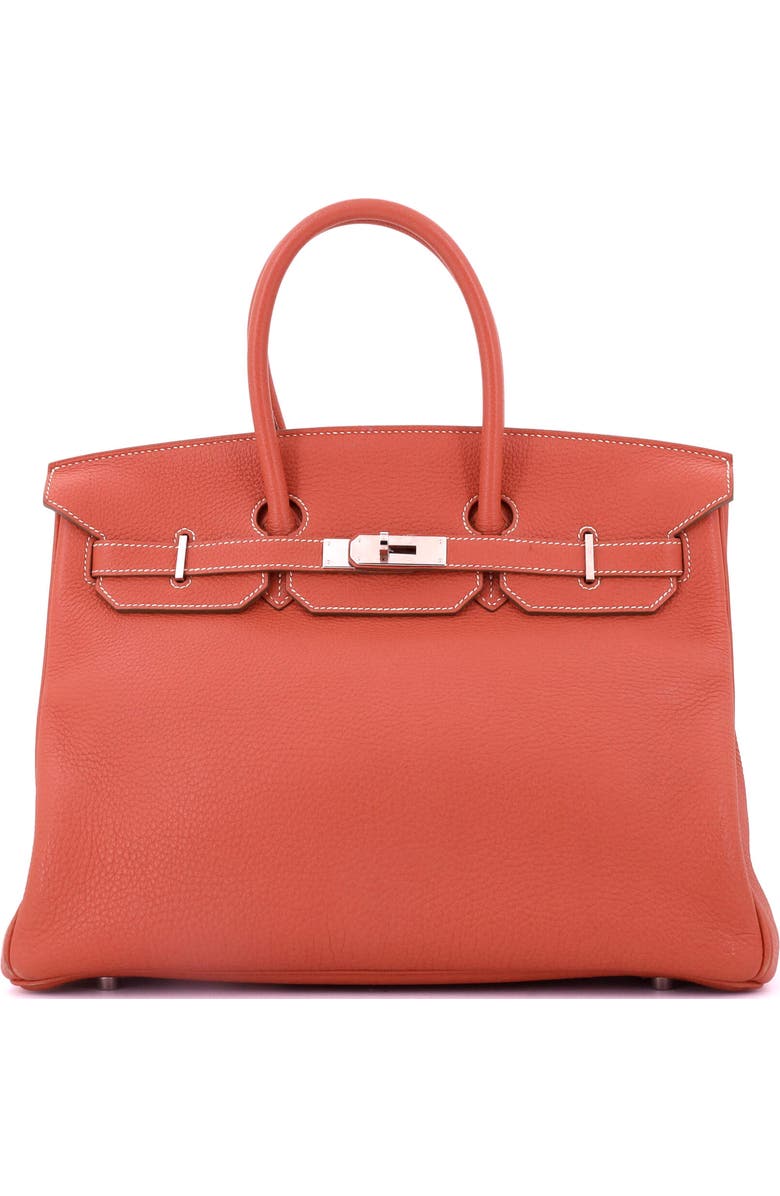 Pre-Owned Hermes Birkin Handbag Orange Clemence with Palladium Hardware 35, Main, color,